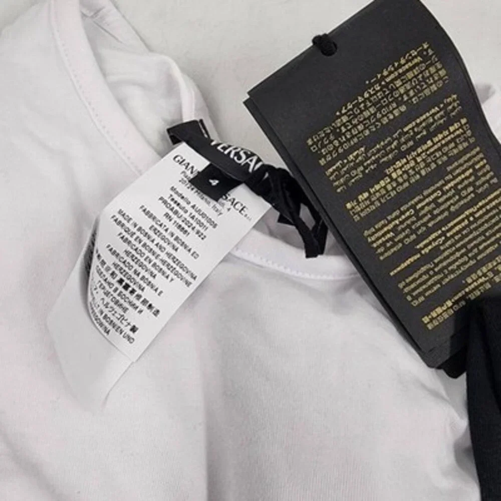 Versace Cotton Blend Tees Men's 4 Black/White Short Sleeve Pullover - Pack of 2